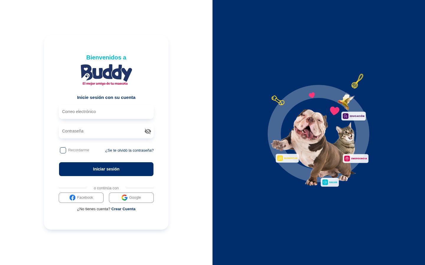 Branded Buddy sign-in screen