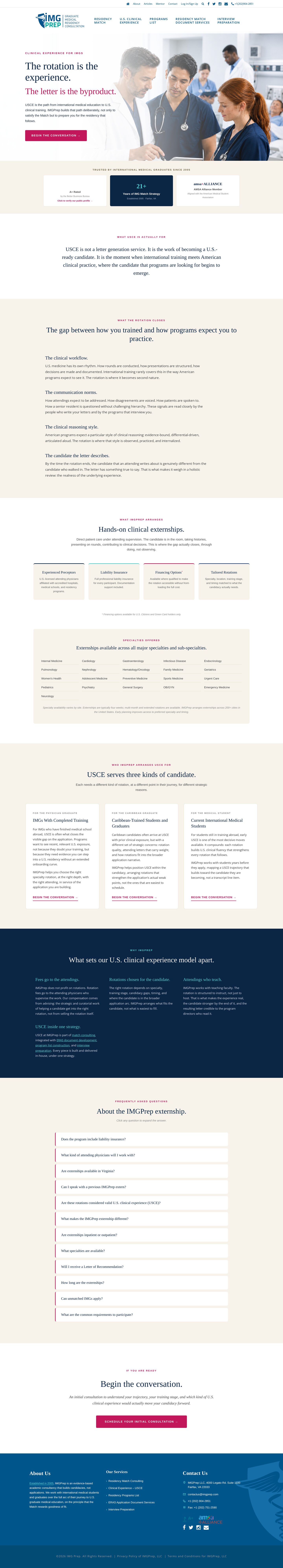 Clinical experience and externship page
