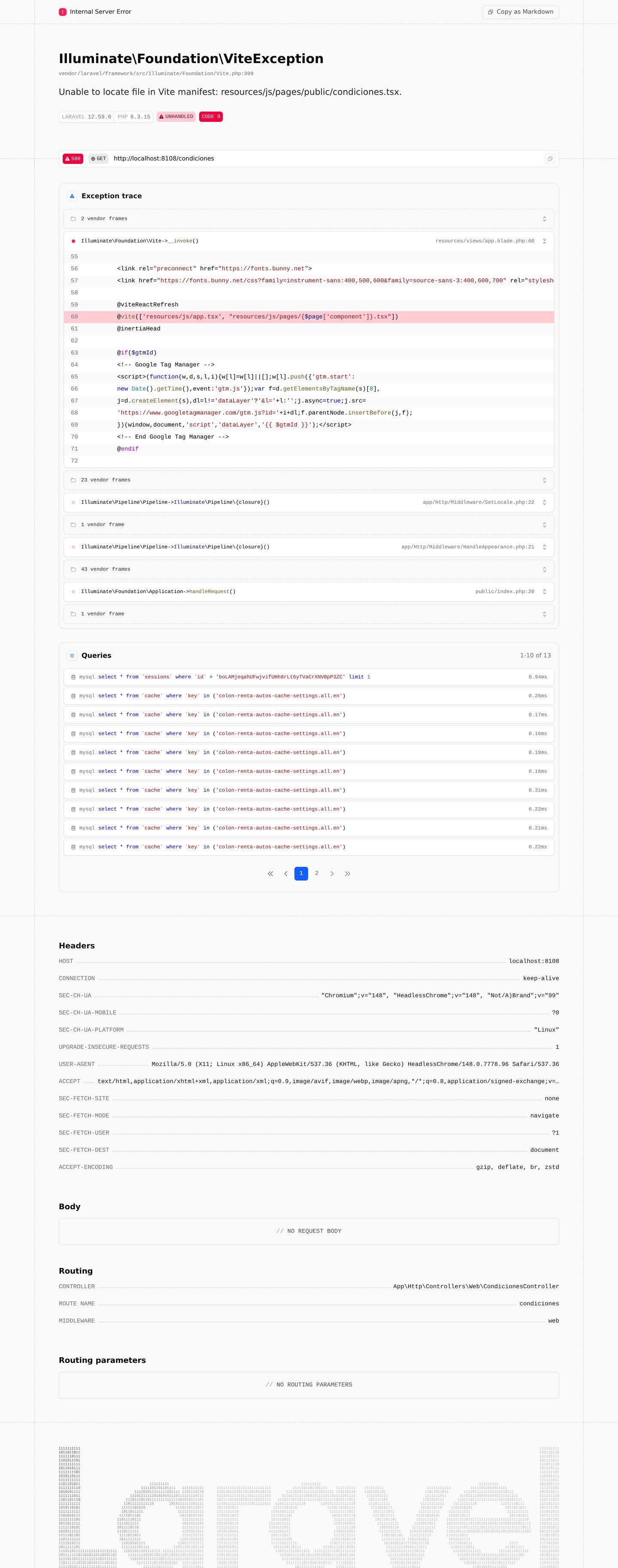 Rental conditions page